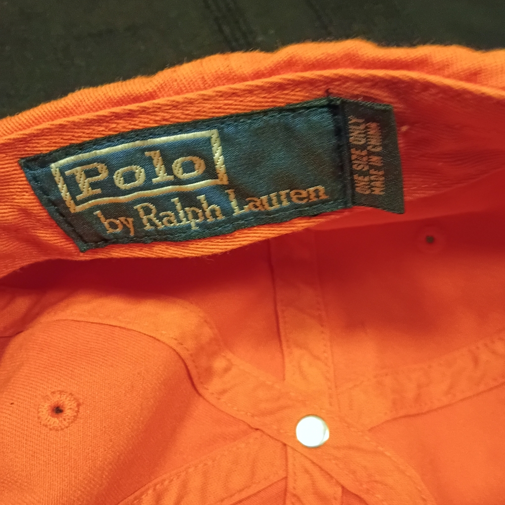 Ralph Lauren Orange Baseball Cap with Green Polo Logo - Picture 3 of 4